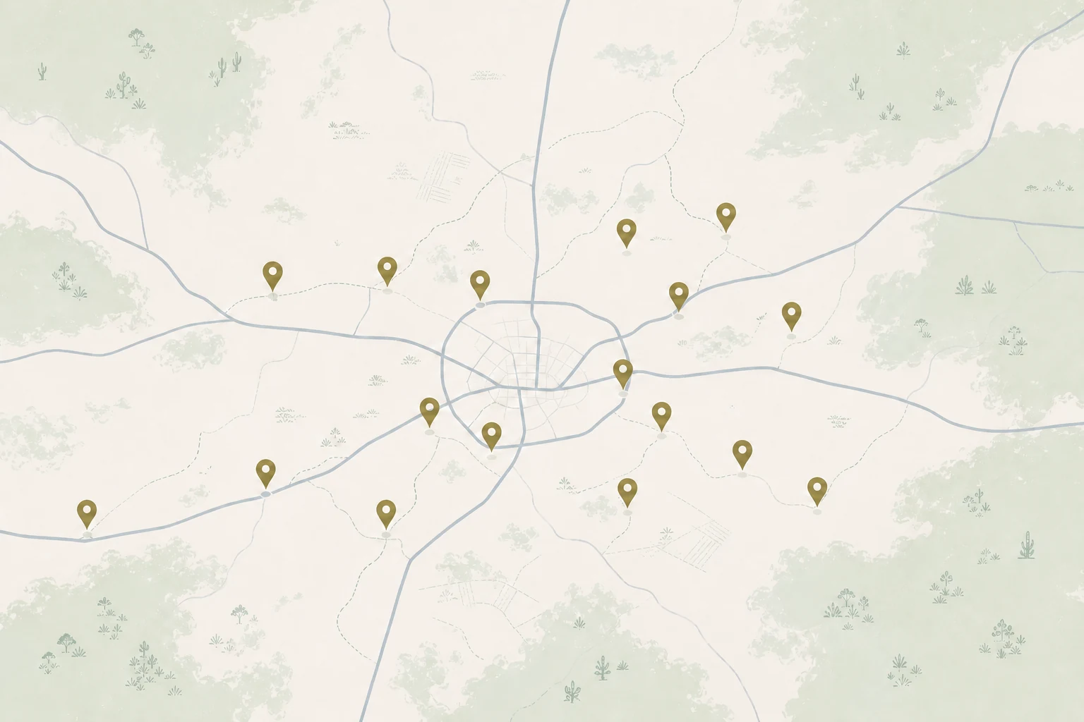 Mapa ilustrado de las 17 comunidades acompañadas por la Fundación Casa PICH